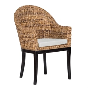 Kosas Home Owen 19&quot Transitional Rattan Abaca and Mahogany Side Chair in Brown