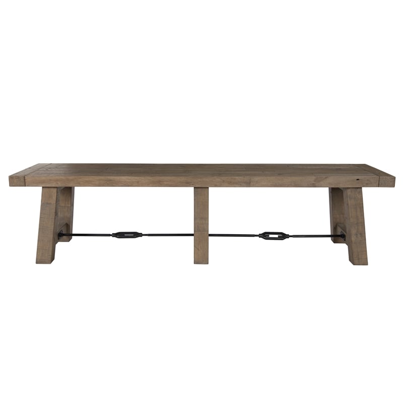 Kosas Home Tuscany Transitional Reclaimed Pine Bench in Weathered Brown