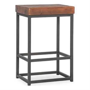 Kosas Home Parker 24&quot Pine Wood and Iron Counter Stool in Brown/Iron