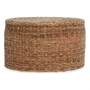 Kosas Home Ira Round Rattan Abaca Coffee Table in Multi Brown