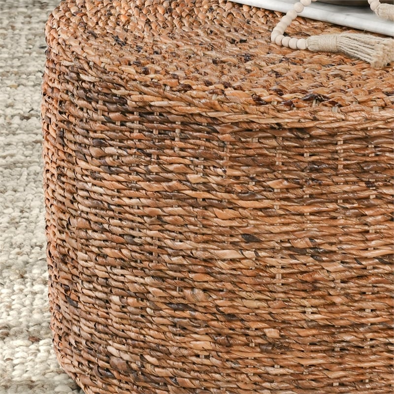 Kosas Home Ira Round Rattan Abaca Coffee Table in Multi Brown