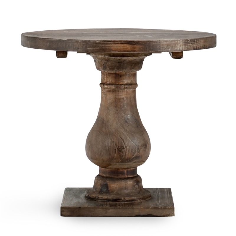 Kosas Home Carolina Round Reclaimed Pine End Table in Rustic Brown