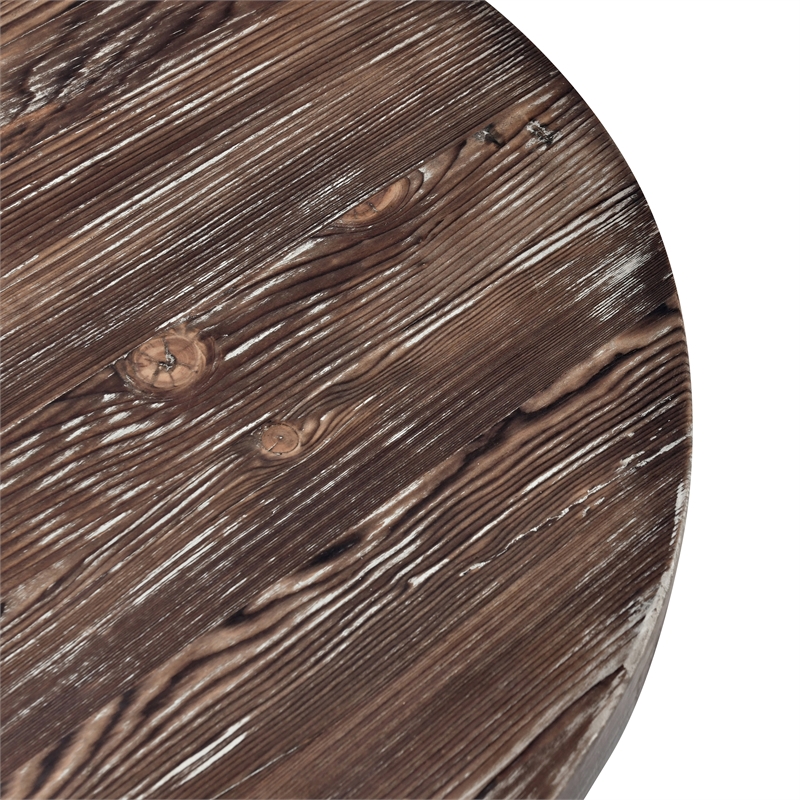 Kosas Home Carolina Round Reclaimed Pine End Table in Rustic Brown