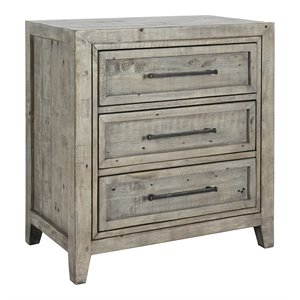 kosas home ridge 3-drawer transitional reclaimed pine nightstand in khaki gray