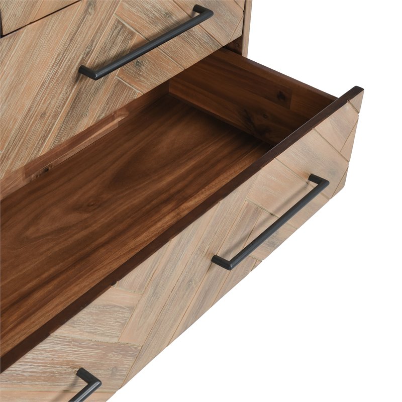 Kosas Home Soren 5-drawer Mid-Century Acacia Wood Dresser in Multi Natural