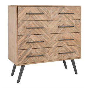 kosas home soren 5-drawer mid-century acacia wood dresser in multi natural
