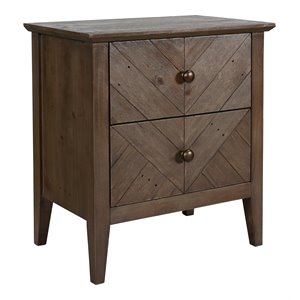 kosas home bowen 2-drawer transitional reclaimed pine nightstand in lark brown