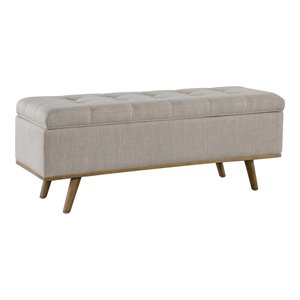 kosas home stimpson solid wood and fabric storage bench in french beige
