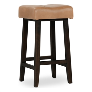 Kosas Home Lauri 26&quot Vegan Leather and Wood Backless Counterstool in Camel Beige