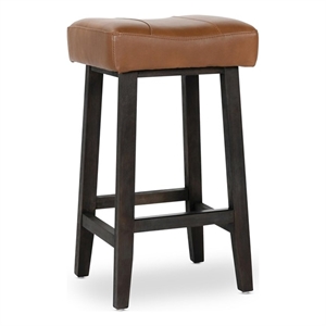 Kosas Home Lauri 26&quot Vegan Leather and Wood Backless Counterstool in Caramel