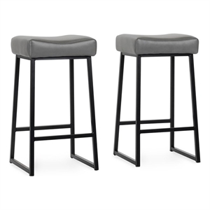 Kosas Home Amber 26&quot Faux Leather Counter Stool in Smokey Gray (Set of 2)