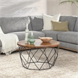Kosas Home Chester Round Wood and Iron Coffee Table in Chestnut Brown/Black