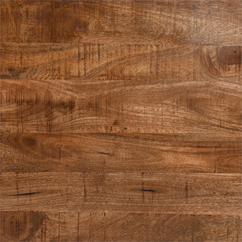 Kosas Home Chester Round Wood and Iron Coffee Table in Chestnut Brown/Black