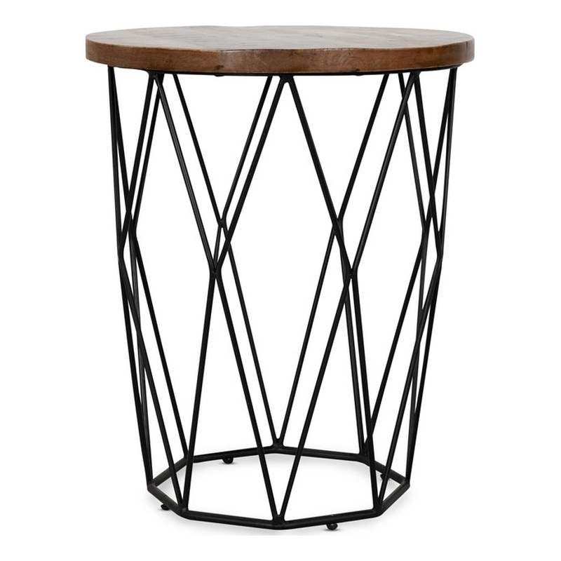 Kosas Home Chester Round Mango Wood and Iron End Table in Chestnut Brown