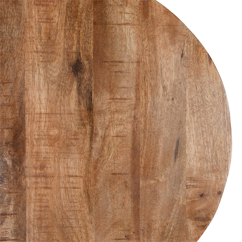 Kosas Home Chester Round Mango Wood and Iron End Table in Chestnut Brown