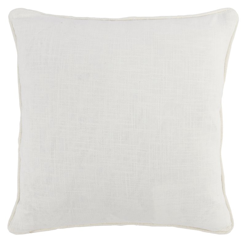 Kosas Home Kassia Transitional Linen Embroidered Throw Pillow in Gray/Ivory