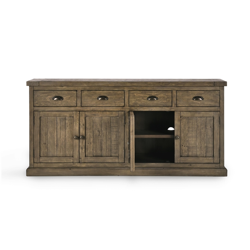 Kosas Home Quincy 4-drawer Reclaimed Pine Wood Sideboard in Weathered Brown