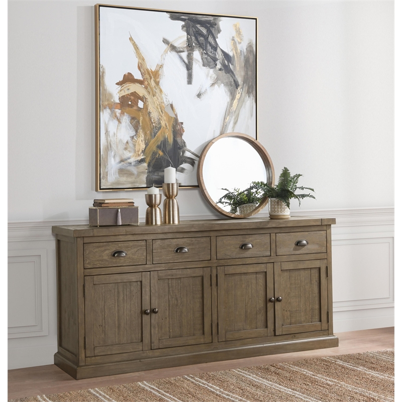 Kosas Home Quincy 4-drawer Reclaimed Pine Wood Sideboard in Weathered Brown