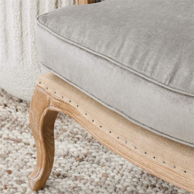 Kosas Home Brittani Fabric and Wood Club Chair in Gray and Natural