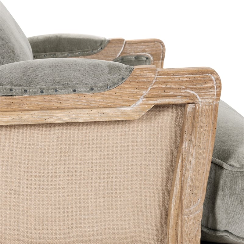 Kosas Home Brittani Fabric and Wood Club Chair in Gray and Natural