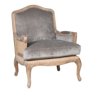 kosas home brittani fabric and wood club chair in gray and natural