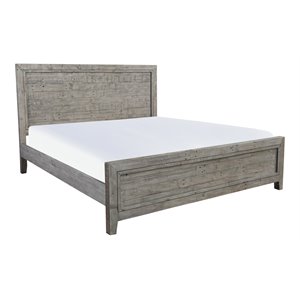 Kosas Home Ridge Transitional Reclaimed Pine Queen Bed in Stone gray
