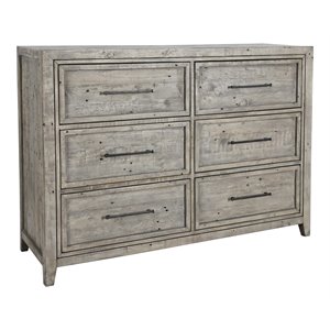 kosas home ridge 6-drawer transitional reclaimed pine dresser in stone gray