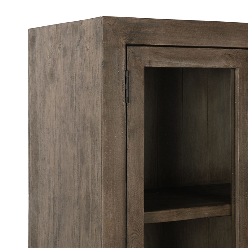Kosas Home Quincy Transitional Reclaimed Pine Wood Display Cabinet in Brown