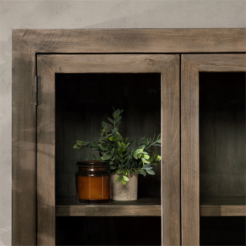 Kosas Home Quincy Transitional Reclaimed Pine Wood Display Cabinet in Brown