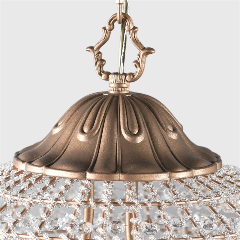 Kosas Home Allesandria 3-light Iron and Crystal Medium Chandelier in Brass/Clear
