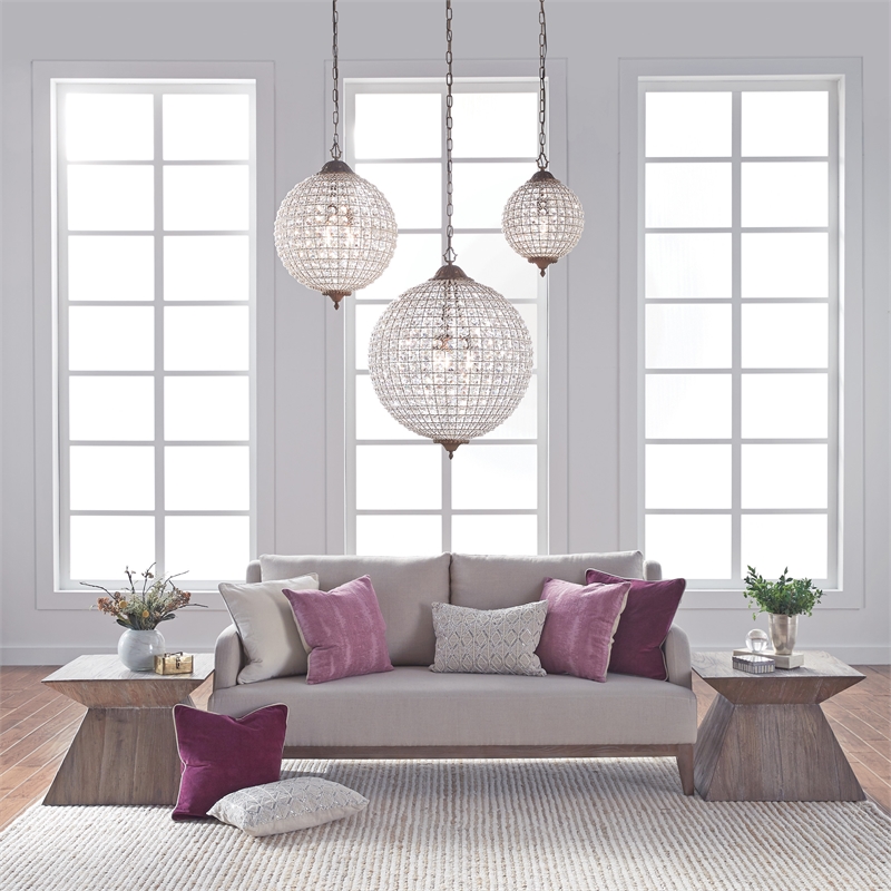 Kosas Home Allesandria 3-light Iron and Crystal Medium Chandelier in Brass/Clear