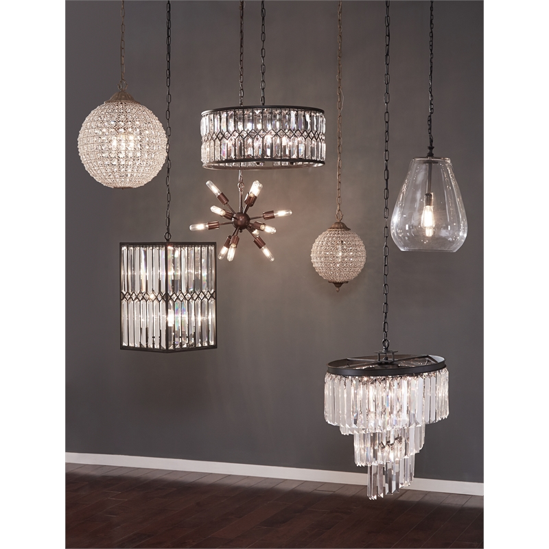 Kosas Home Allesandria 3-light Iron and Crystal Medium Chandelier in Brass/Clear