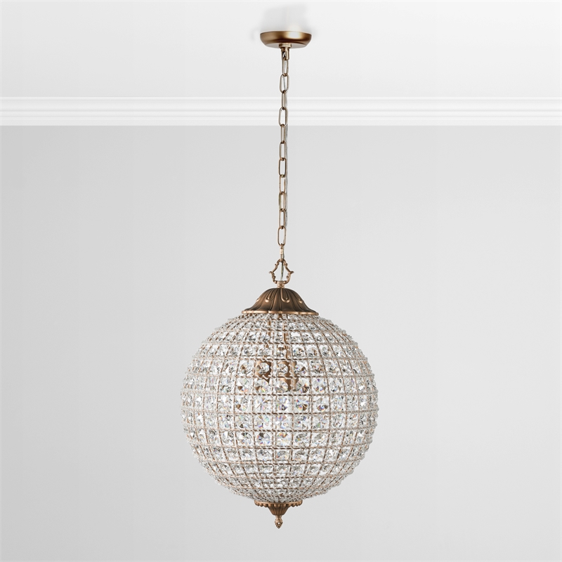 Kosas Home Allesandria 3-light Iron and Crystal Medium Chandelier in Brass/Clear