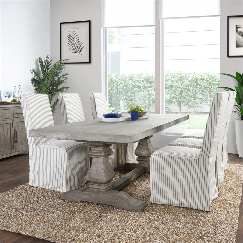 Kosas Home McKee 84" Reclaimed Pine Dining Table in Antique Gray/Khaki