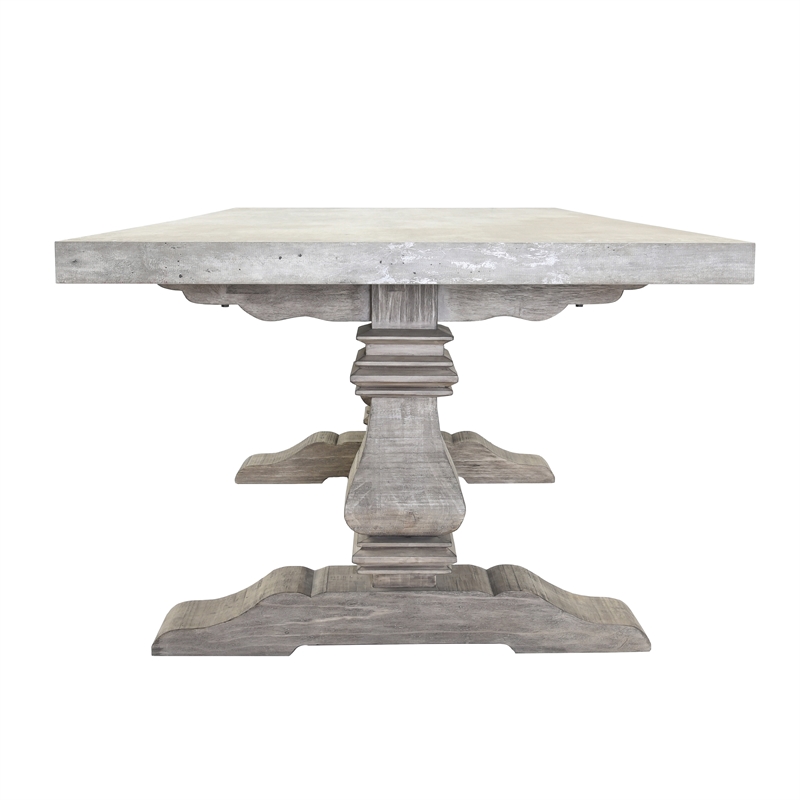Kosas Home McKee 84" Reclaimed Pine Dining Table in Antique Gray/Khaki
