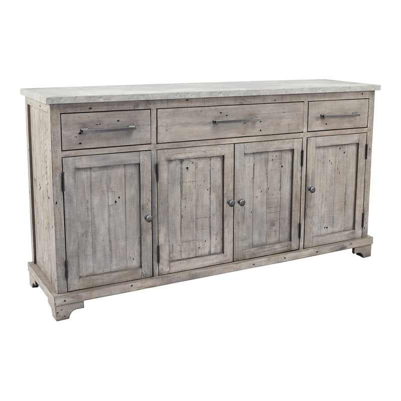 Kosas Home McKee 3-drawer Reclaimed Pine Sideboard in Antique Gray/Khaki Gray