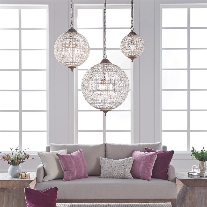 Kosas Home Allesandria 3-light Iron and Crystal Large Chandelier in Brass/Clear