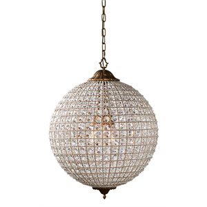 Kosas Home Allesandria 3-light Iron and Crystal Large Chandelier in Brass/Clear
