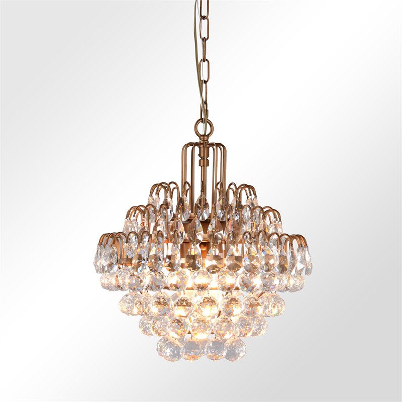 Kosas Home Thayer 3-light Iron and Crystal Chandelier in Antique Brass
