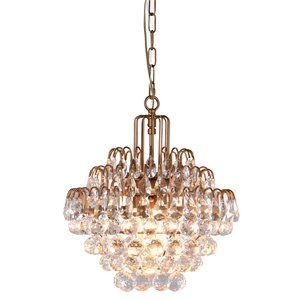 kosas home thayer 3-light iron and crystal chandelier in antique brass