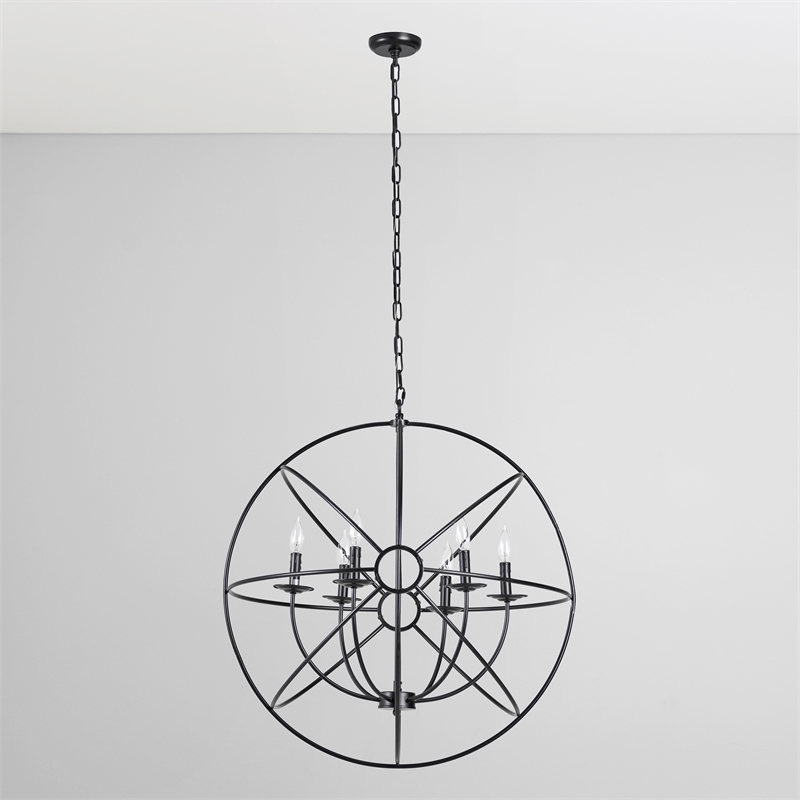 Kosas Home Voltaire 6-light Contemporary Iron Chandelier in Black Finish