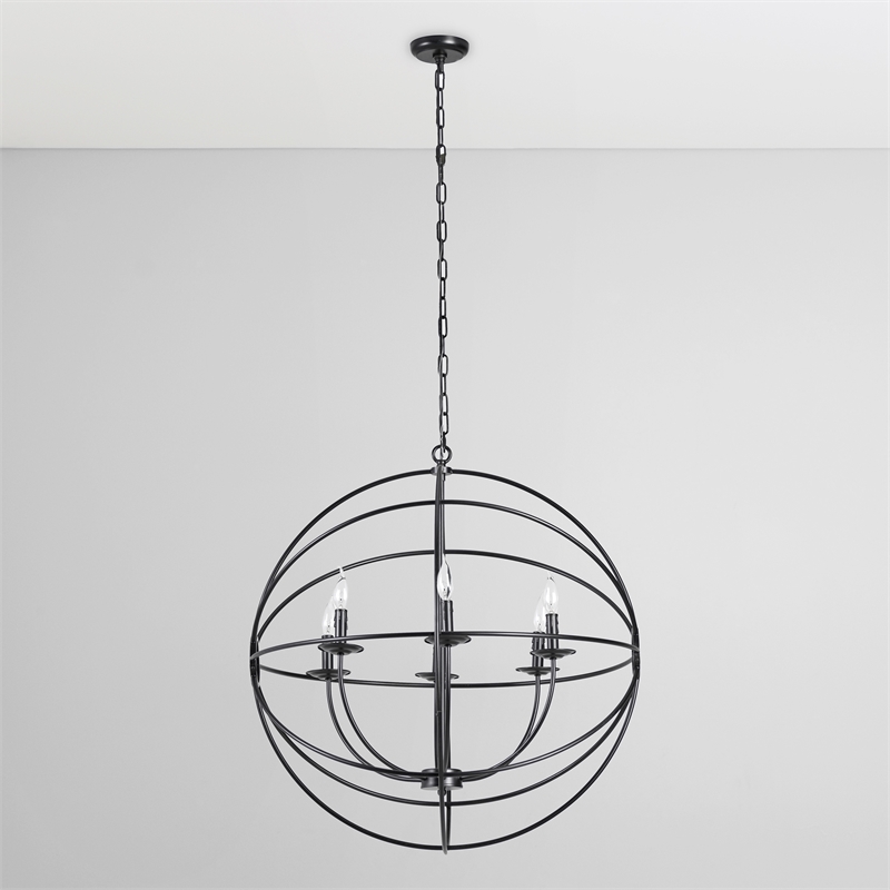 Kosas Home Voltaire 6-light Contemporary Iron Chandelier in Black Finish