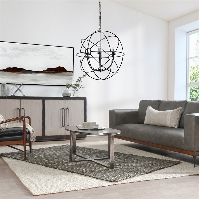 Kosas Home Voltaire 6-light Contemporary Iron Chandelier in Black Finish