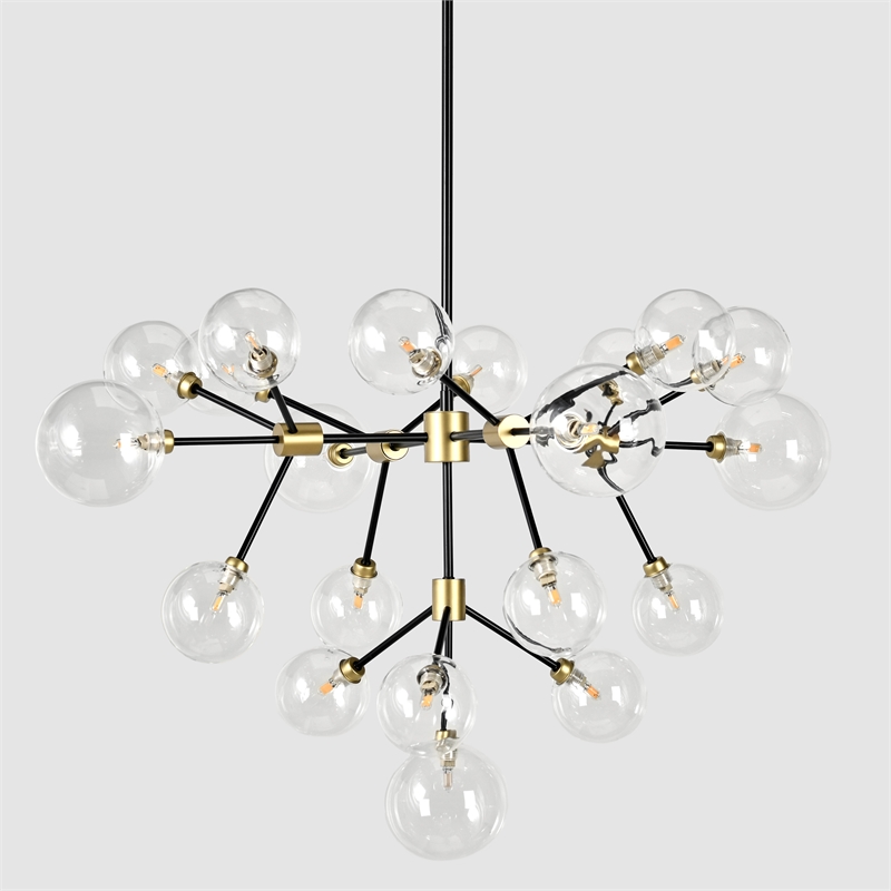 Kosas Home Timothy 20-light Iron and Glass Chandelier in Black and Gold