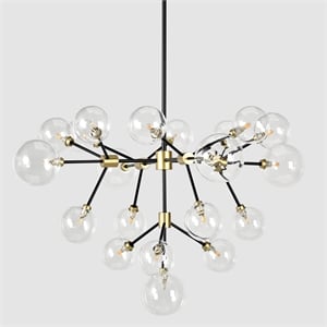 Kosas Home Timothy 20-light Iron and Glass Chandelier in Black and Gold