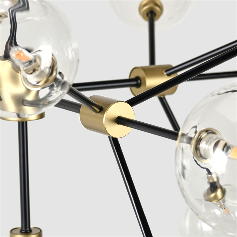 Kosas Home Timothy 20-light Iron and Glass Chandelier in Black and Gold