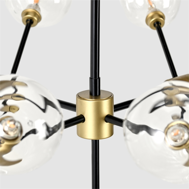 Kosas Home Timothy 20-light Iron and Glass Chandelier in Black and Gold