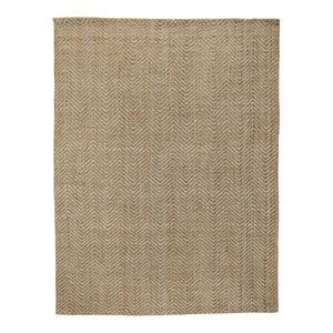Kosas Home Chevron 96x120&quot Natural Jute Herringbone Area Rug in Natural/Ivory