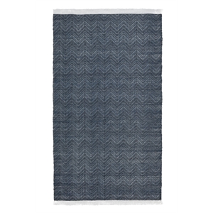 Kosas Home Miller 96 x 120&quot Herringbone Polypropylene Fabric Area Rug in Navy