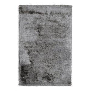 Kosas Home Collins 60x96&quot Polyester and Cotton Carter Shag Rug in Dark Gray